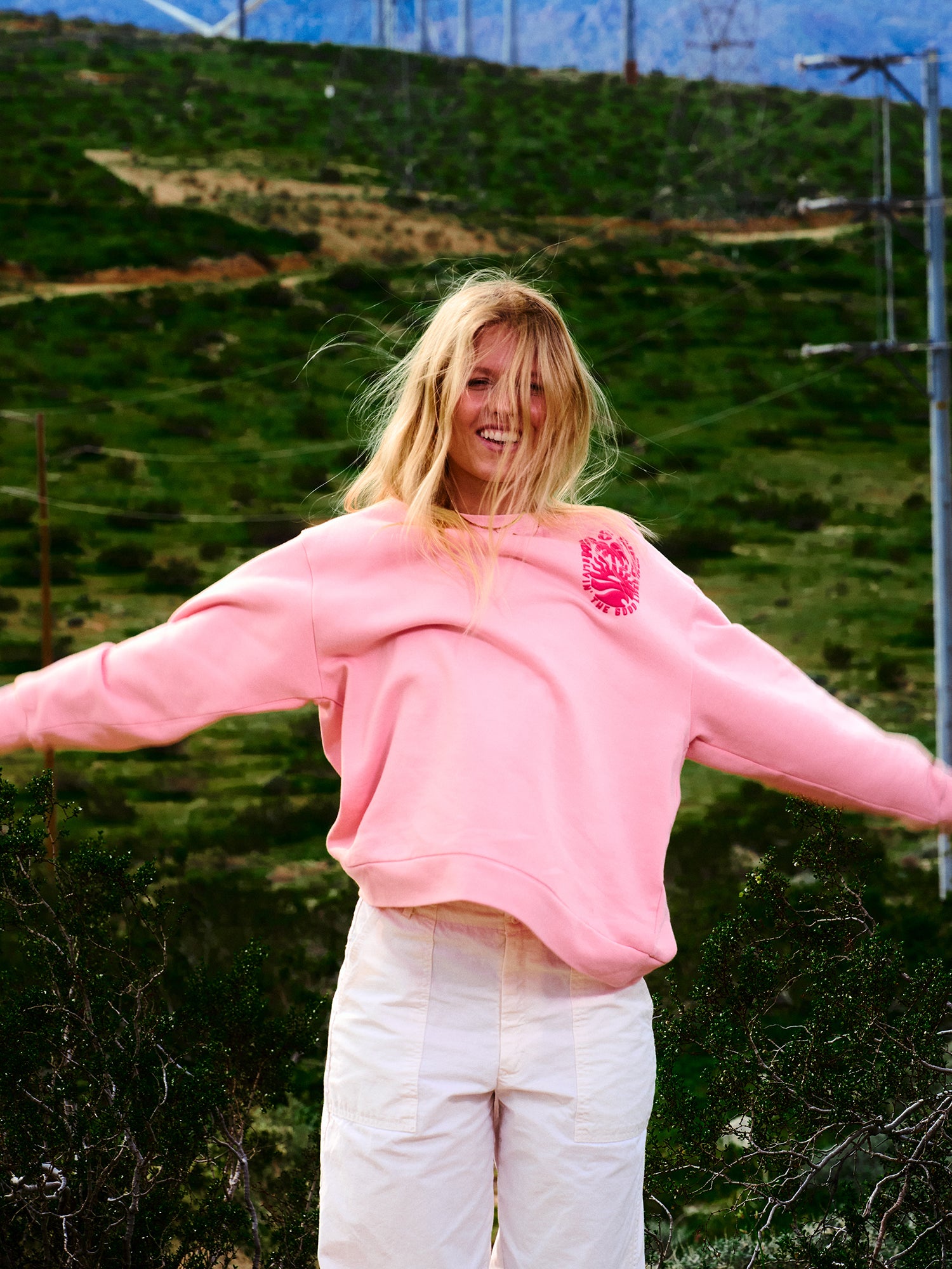 Life's Good Ladies Oversized Crewneck Fleece