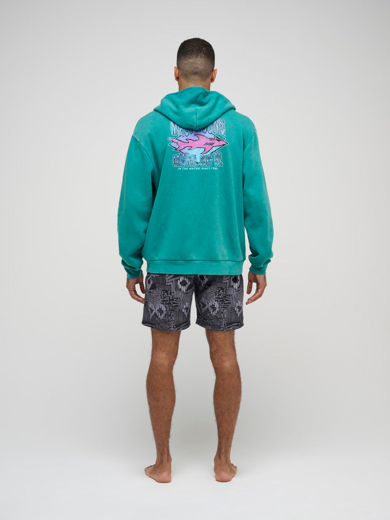 Shark Surf Co. Mineral Washed Full Zip Fleece Hoodie