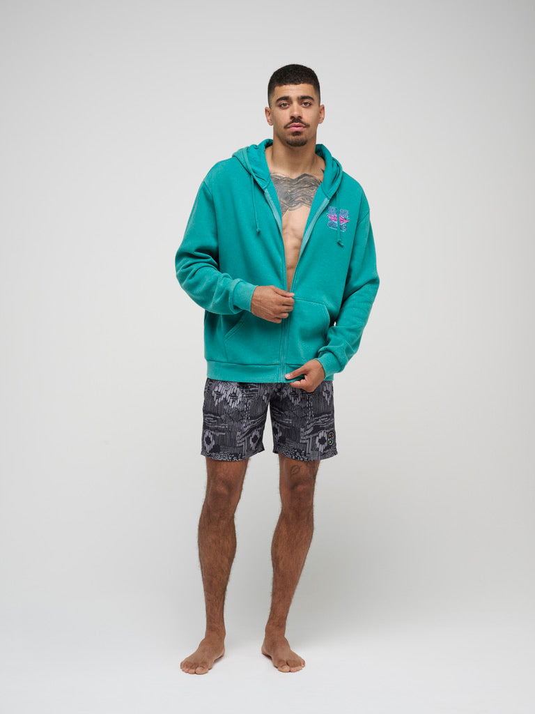 Shark Surf Co. Mineral Washed Full Zip Fleece Hoodie
