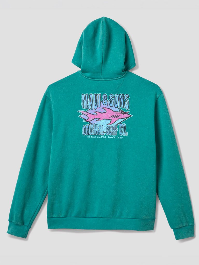 Shark Surf Co. Mineral Washed Full Zip Fleece Hoodie