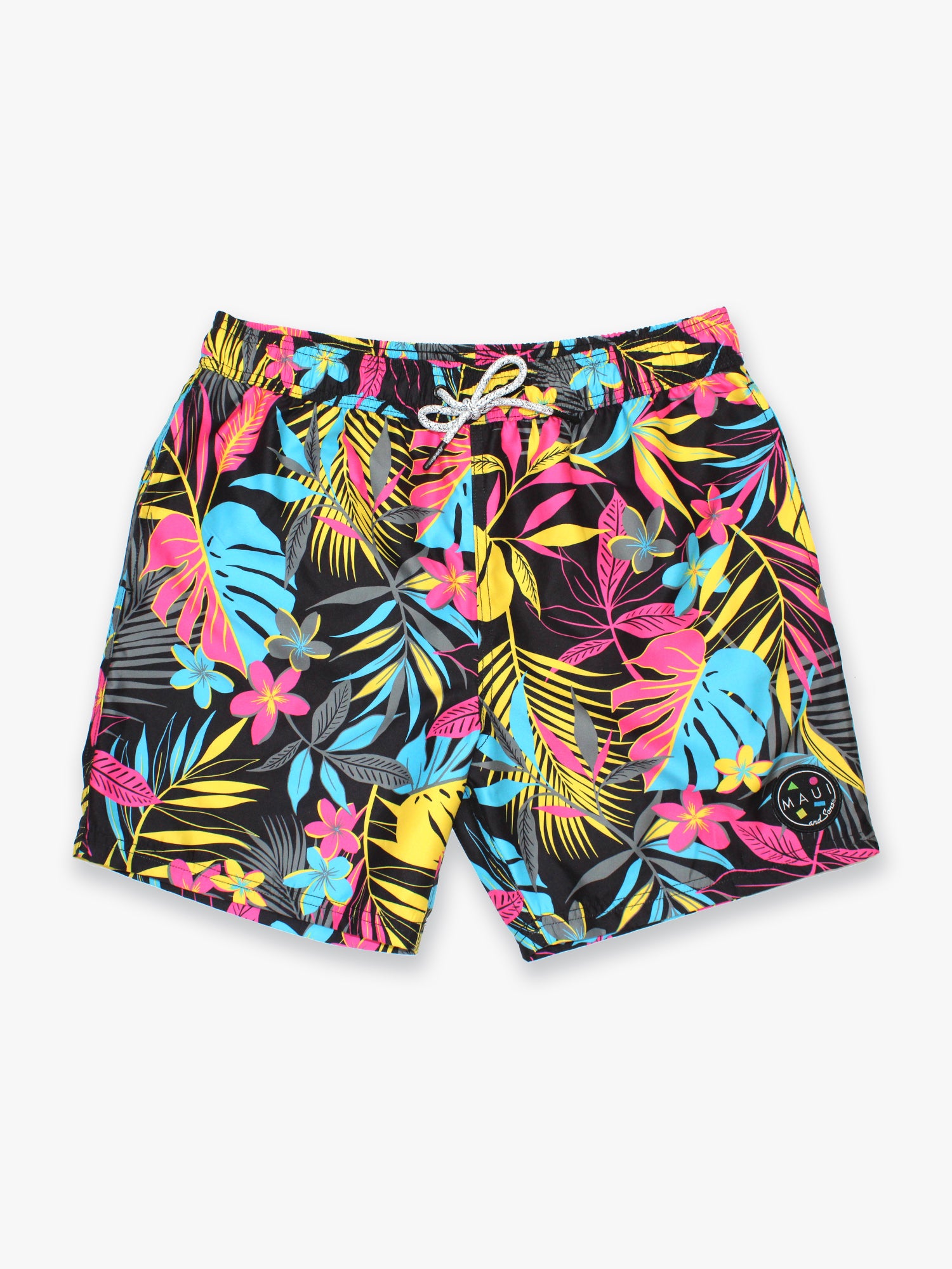 Aloha Dreams Pool Shorts in Black