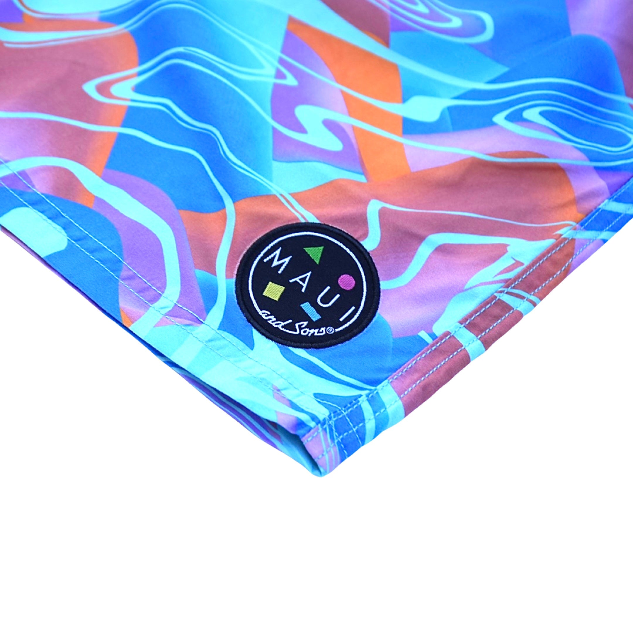 Psychedelic Pool Shorts in Blue
