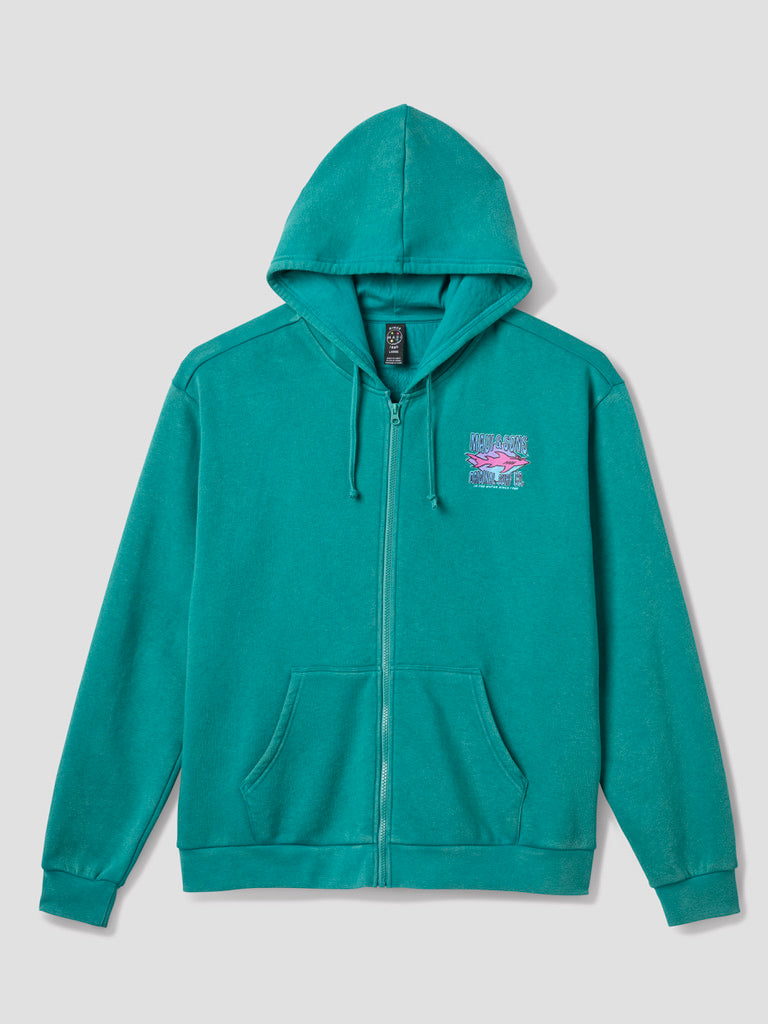 Shark Surf Co. Mineral Washed  Full Zip Fleece Hoodie
